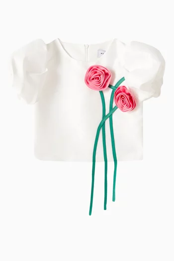 3D Flower Blouse in Satin