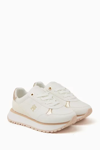 Low-top Platform Sneakers in Faux Leather