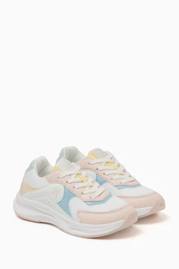 Chunky Sneakers in Faux Leather & Mesh