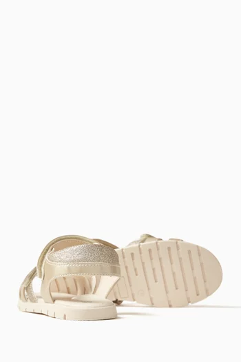 Strappy Sandals in Metallic Faux Leather