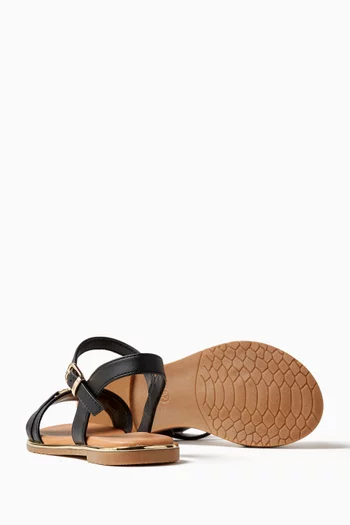 Logo-buckle Sandals in Faux Leather