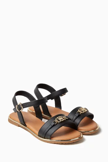 Logo-buckle Sandals in Faux Leather