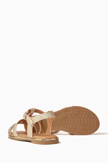 Glitter Sandals in Metallic Faux Leather