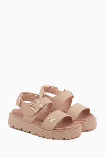 Logo-plaque Platform Sandals in Faux Leather