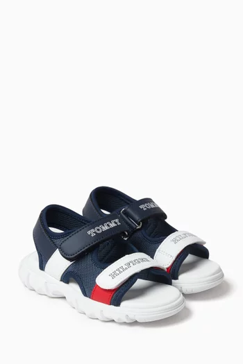 Logo-print Sandals in Mesh & Faux Leather