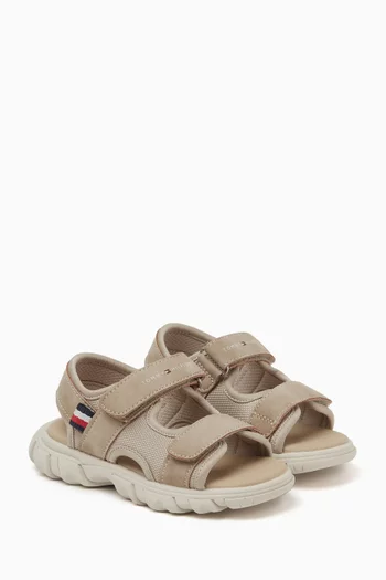 Logo-print Sandals in Mesh & Faux Leather