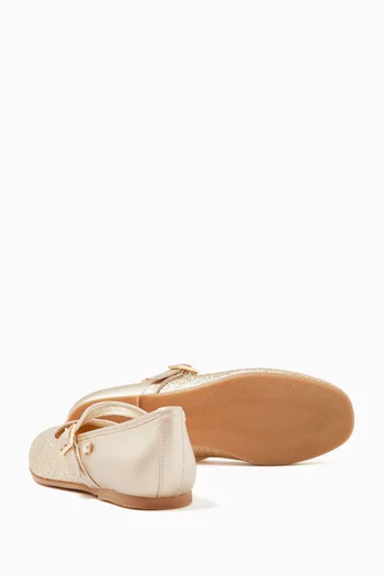 Glitter Ballet Flats in Faux Leather