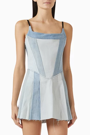 Polka Mini Dress in Upcycled Vintage Denim