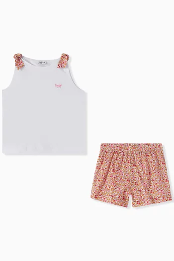 Floral-print Top & Shorts Set in Cotton
