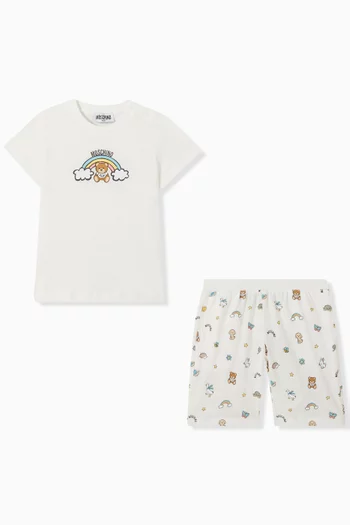 Rainbow Teddy T-shirt & Shorts Set in Cotton