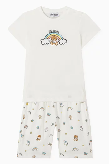 Rainbow Teddy T-shirt & Shorts Set in Cotton
