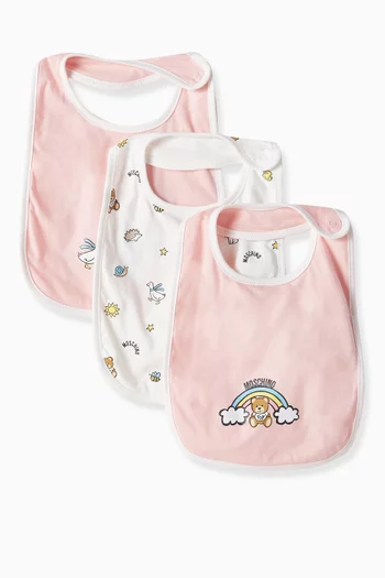 Teddy Bear Logo Bibs, Set of 3