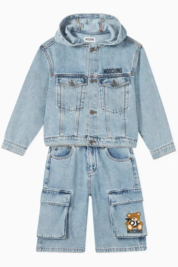 Teddy Bear Hooded Jacket in Denim