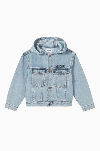Teddy Bear Hooded Jacket in Denim