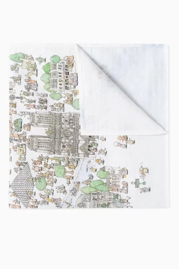 Paris-print Carré Blanket in Organic Cotton