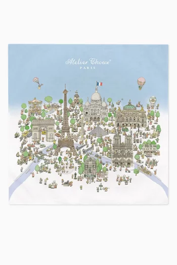 Paris-print Carré Blanket in Organic Cotton
