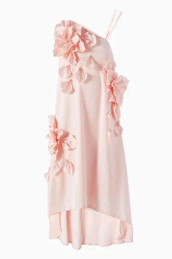 Floral Applique Asymmetrical Dress