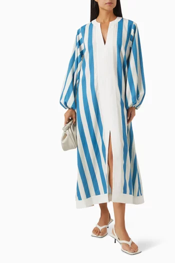 Stripe Kaftan in Linen-blend
