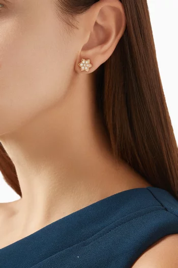Stella D'Oro Diamond & Mother of Pearl Studs in 18kt Rose Gold