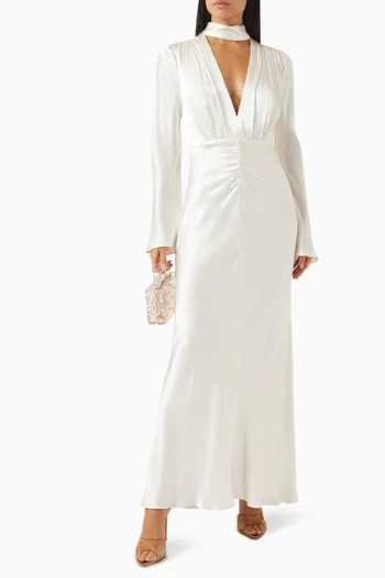 La Lune Plunged Maxi Dress