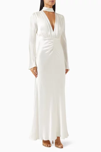 La Lune Plunged Maxi Dress