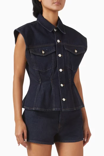 The Nipped Vest Jacket in Denim