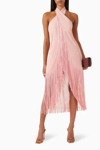 Beso E Coco Fringed Midi Dress