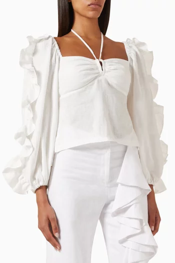 Viento Off-shoulder Top in Linen