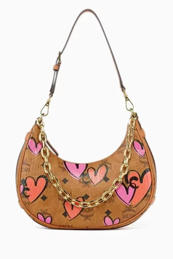 Crescent Hobo Shoulder Bag in Coated-canvas