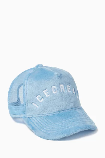 Logo Trucker Cap in Faux-fur and Mesh