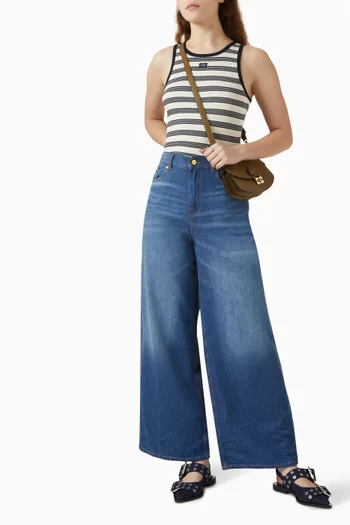 Striped Ribbed Tank Top in Cotton