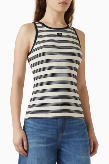Striped Ribbed Tank Top in Cotton