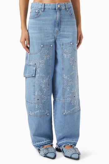 Broderie Anglaise Carpenter Jeans in Denim