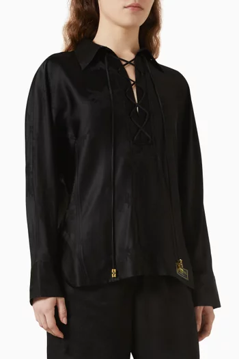 Floral Jacquard Tie-up Top in Satin