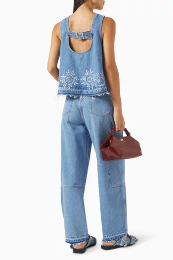 Broderie Anglaise Top in Denim