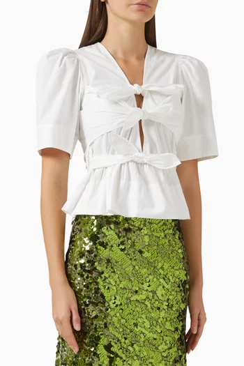 Tie-strap Blouse in Organic Cotton Blend