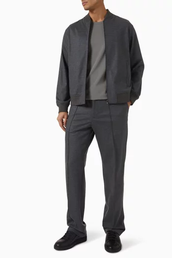 Straight-leg Drawstring Pants in Wool-blend Knit