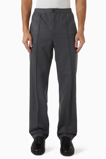 Straight-leg Drawstring Pants in Wool-blend Knit