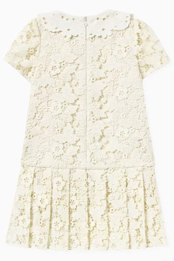 Pleated Butterfly-lace Dress