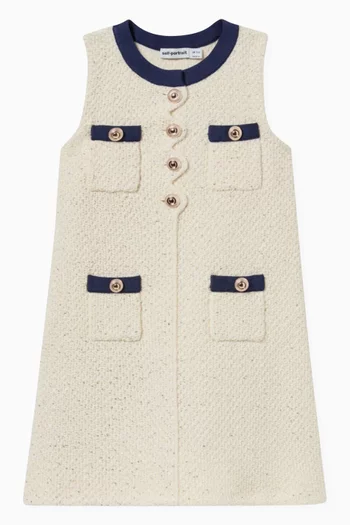 Sequin-knit Shift Dress in Wool-blend
