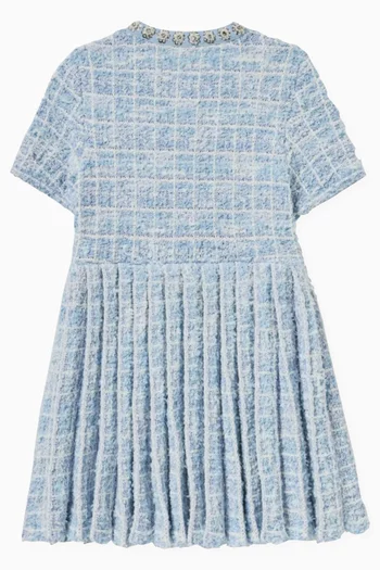 Pleated Check-print Dress in Viscose-knit