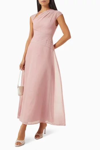 Perla Asymmetric Midi Dress in Silk