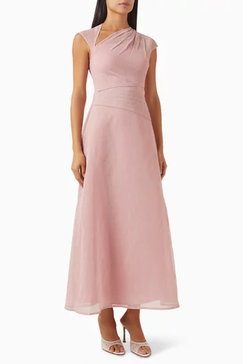 Perla Asymmetric Midi Dress in Silk