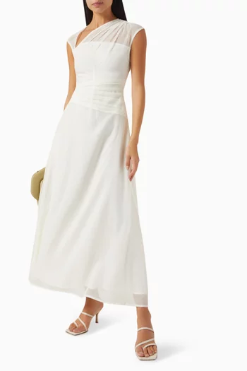 Perla Asymmetric Midi Dress in Silk