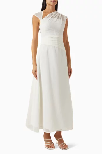 Perla Asymmetric Midi Dress in Silk