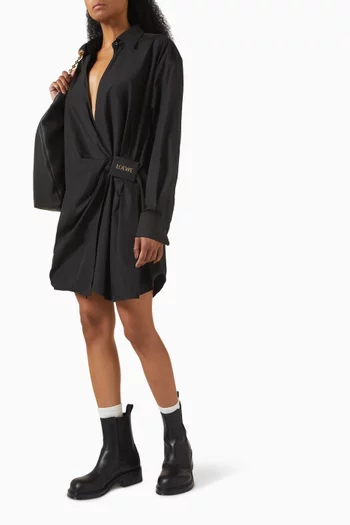 Draped Shirt Dress in Cotton