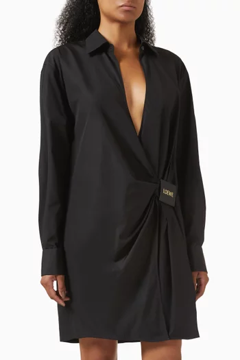 Draped Shirt Dress in Cotton