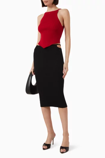 Pointy Rib-knit Tank Top in Viscose Blend