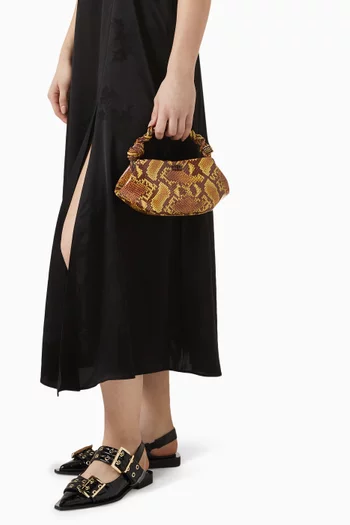 Mini Bou Bag in Snake-printed Leather