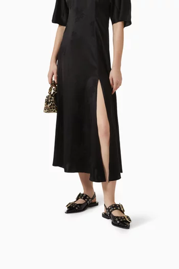 Feminine Buckle Ballet Flats in Faux Croc-embossed Leather